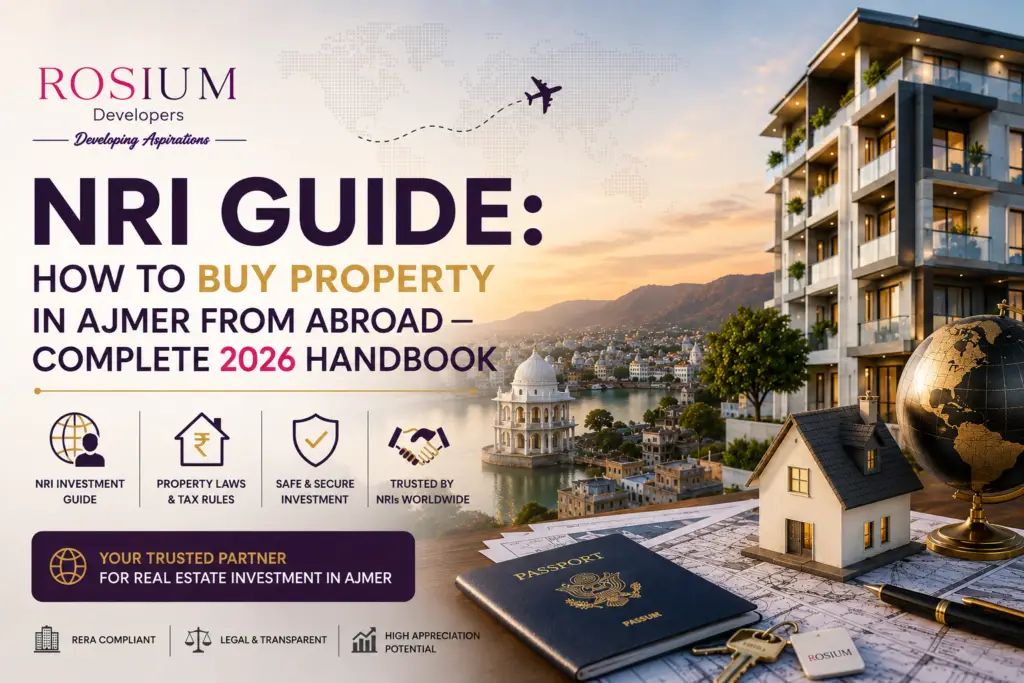 NRI guide cover — how to buy property in Ajmer from abroad, 2026