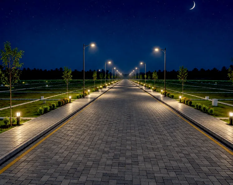 Lit internal wide road at Shiv Kripa township, Ajmer
